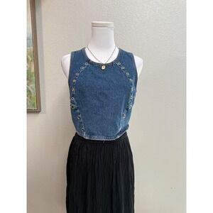 ZARA Denim Grommet Top - M